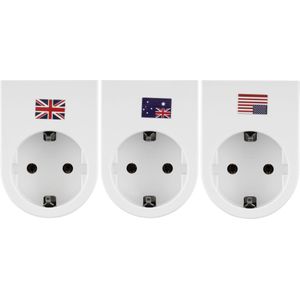 Reisestecker-Set Traveler, 3-teilig, uk, usa, aus und cn, weiß - REV
