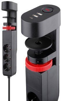 REV - Stekkerdoos - Wit - Kunststof - 3 Aansluitingen met USB