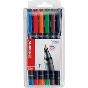 stabilo 842/6 OHP-marker OHPen Universal Permanent fijn 0,7 mm, assorti á 6 stuks.