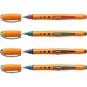 STABILO worker - Rollerball - Medium 0,5 mm - Etui Met 4 Kleuren