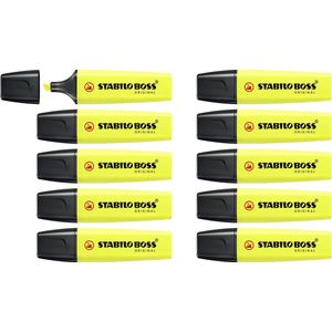 STABILO BOSS ORIGINAL - Markeerstift - Hoogste Kwaliteit - Geel - Doos 10 stuks