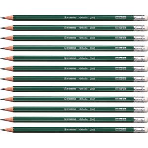 Grafietpotlood met gum - STABILO Othello -12 stuks - hardheid HB