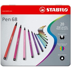 STABILO Pen 68 - Premium Viltstift - Metalen Etui - 20 Verschillende Kleuren