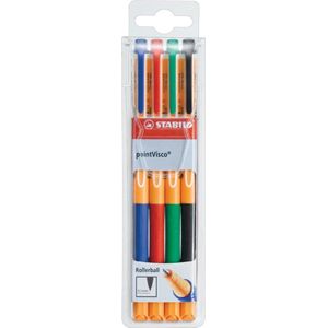 Tintenroller STABILO® PointVisco®, 4er-Mix
