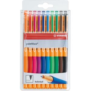 STABILO pointVisco - Rollerball - Medium 0,5 mm - Etui Met 10 Kleuren
