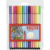 STABILO Pen 68 - Premium Viltstift - 15 Stuks Etui - 10 Standaard + 5 Neon Kleuren
