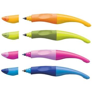 STABILO EASYoriginal Ergonomische rollerball voor linkshandigen, lichtroze/donkerroze, unieke pen, blauwe schrijfkleur (uitwisbaar) inclusief patroon