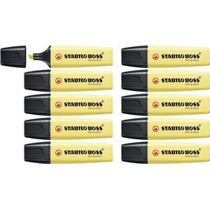 STABILO BOSS ORIGINAL Pastel - Markeerstift - Markeren Met Pastelkleuren - Melkachtig Geel - Doos 10 stuks
