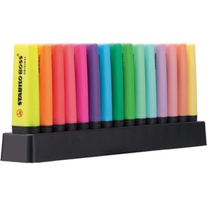STABILO BOSS ORIGINAL - Markeerstift - 15 Stuks Deskset - 9 Kleuren + 6 Pastel Kleuren