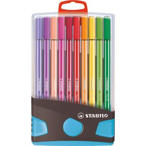 STABILO Pen 68 - Premium Viltstift - ColorParade - Antraciet/Licht Blauw - Set Met 20 Verschillende Kleuren