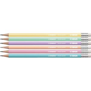 Potlood STABILO Grafiet Swano HB met Gumtip Pastel Etui à 6 Kleuren