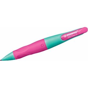 STABILO EASYergo 1.4 Ergonomisch drukpotlood voor rechtshandigen, turquoise/neonroze, met 3 fijne vullingen, hardheid HB
