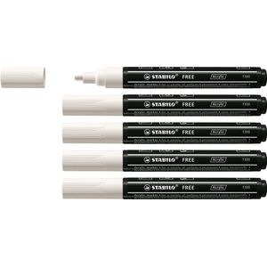 STABILO FREE - Acryl Marker - T300 - Ronde Punt - 2-3 mm - Wit - Doos 5 stuks