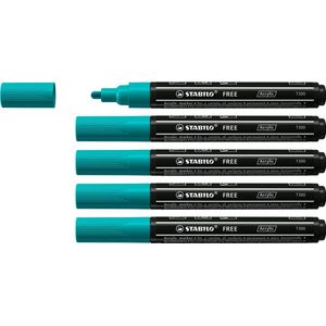 STABILO FREE - Acryl Marker - T300 - Ronde Punt - 2-3 mm - Turquoise Groen - Doos 5 stuks