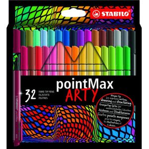 STABILO pointMax - Hardtip Fineliner - Large 0,8 mm - nylon punt - ARTY Etui Met 32 Kleuren