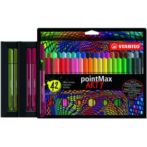 STABILO pointMax - Hardtip Fineliner - Large 0,8 mm - nylon punt - ARTY Etui Met 42 Kleuren