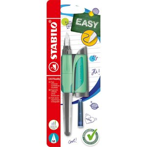 Stabilo Easy Buddy Vulpen met medium punt M - pastel met een vleugje mint - blauwe inkt (uitwisbaar) - inclusief navulling