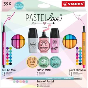 STABILO, Kleurpotloden, Mini World Pastel Love (Assortiment, 35 x)