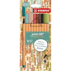 stabilo Viltstift met fijne punt - STABILO point 88 - kartonnen etui x 10 viltstiften met fijne punt - Nature Edition