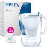 BRITA Waterfilterkan Style Cool + 3 stuks MAXTRA PRO Filterpatronen - 2,4 L - Blauw | Waterfilter, Brita Filter
