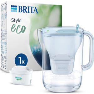 BRITA Style Eco Cool Duurzame Waterfilterkan met 1 MAXTRA PRO ALL-IN-1 Filterpatroon - 2,4L - Blauw - Voordeelverpakking