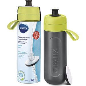 BRITA - Fill&Go - Drinkfles ACTIVE voor Volwassenen - 0,6L - LimoenGroen - inclusief 1 MicroDisc Brita Filterpatroon - Ideaal voor Drinkflessen