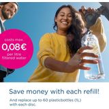 Vital Pink Wasserfilterflasche (600 ml) mit 2 MicroDisc-Filtern, für die Flüssigkeitsversorgung unterwegs, entfernt Chlor, Verunreinigungen, Hormone