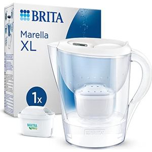 BRITA Marella XL filterkaraf wit (3,5 l) incl. 1 MAXTRA PRO All-in-1 filterpatroon - vermindert kalk, chloor, bepaalde verontreinigingen en sommige metalen