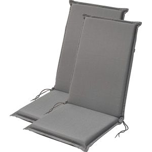 Comfort set van 2 stoelkussens met hoge rugleuning, outdoor antraciet, 120 x 50 x 6 cm, Öko-Tex gecertificeerd, geproduceerd volgens kwaliteitsnorm