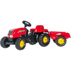 Rolly Toys rollyKid Rood - Traptractor met Aanhanger