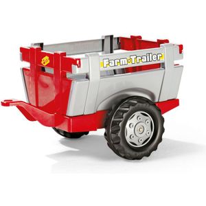 Rolly Toys - RollyFarm Aanhangwagen - Rood/Zilver - Enkele As - Achterklep