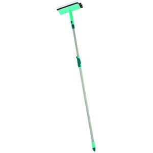 Leifheit raamwisser met borstel en telescoopsteel - 28 cm wisbreedte - 110-190 cm - Click System - turquoise - grijs