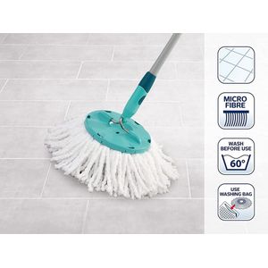 Leifheit Set van 2 vervangkoppen mopkop CLEAN TWIST Disc Mop microfiber, voor alle gladde vloeren