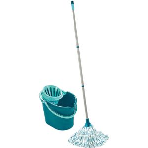 Leifheit Classic mop set complete set - incl. emmer 12 liter - turqouise - grijs