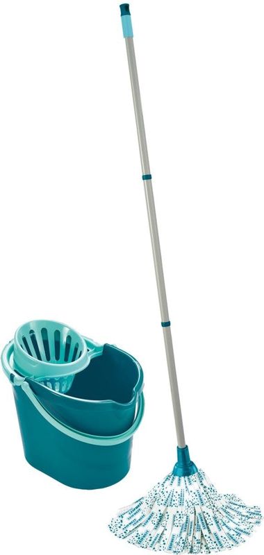 Leifheit Classic mop set complete set - incl. emmer 12 liter - turqouise - grijs