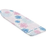 Leifheit strijkplankhoes Cotton Classic S - 112 x 35 cm strijkvlak - 3 mm dikke molton - roze - wit - blauw