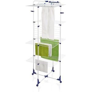 Leifheit droogtoren classic 450 - 45 m drooglente - met wieltjes en houders voor kledinghangers