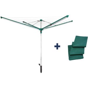 Leifheit droogmolen Linomatic 500 deluxe incl. bodemhuls en beschermhoes - 50 m drooglengte - 5 wasmachineladingen
