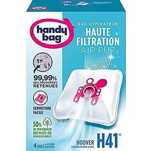 Handy Bag H41 – 4 stofzuigerzakken voor Hoover stofzuiger, luchtdichte sluiting, anti-allergeenfilter, motorfilter
