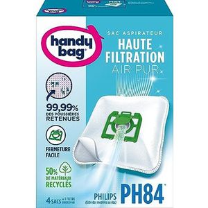 Melitta Handy Bag PH84-4 stofzuigerzakken, voor Philips en LG/Goldstar stofzuigers, luchtdichte sluiting, anti-allergeenfilter, motorfilter