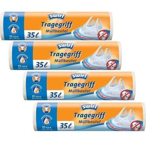 Swirl pedaalemmerzakken met handvatten 35ltr Multipack 4 rollen van 15 stuks