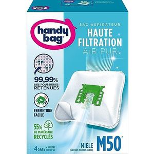 Melitta Handy Bag M50 3 x 4 stofzuigerzakken voor Miele stofzuiger, luchtdichte sluiting, anti-allergeenfilter, motorfilter, 3 stuks