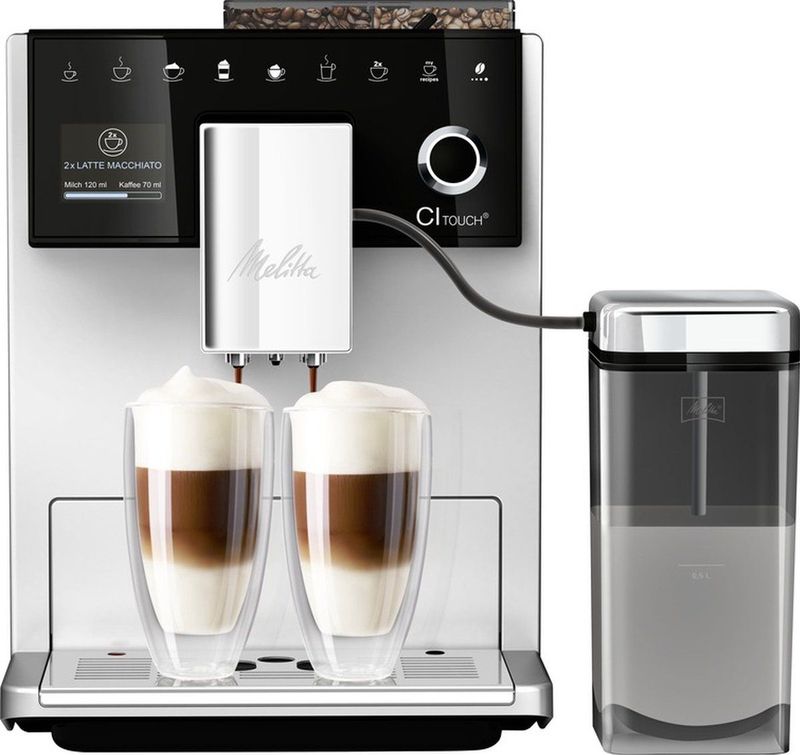 Melitta Kaffeevollautomat CI Touch® F630-111, silber, 10 Kaffeerezepte, 2-Kammern-Bohnenbehäl., One Touch Bedienung