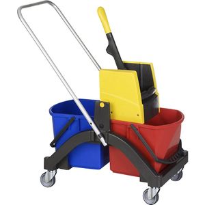 Vermop Dweilwagen AQUVA, met dissel en telescoopsteel, 2 emmers van 17 liter
