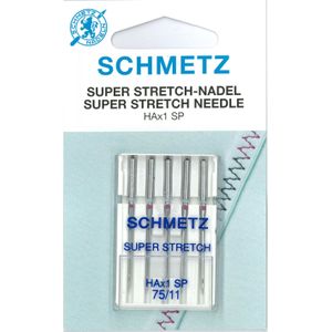 Schmetz Superstretch special machine naalden, dikte 75, rekbare stoffen, 5 stuks