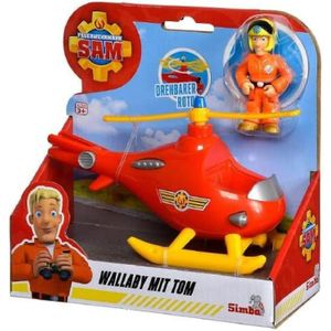 Simba - Brandweerman Sam Wallaby met Tom Thomas Figuur - Helikopter - Speelgoedvoertuig - vanaf 3 jaar