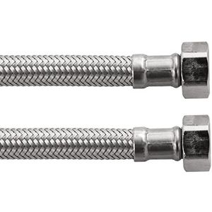 Sanitop-Wingenroth Fittingslang voor het aansluiten van een kraan | 3/8 x 1/2 inch x 300 mm | Flexibele slang | Flexibele aansluitslangkoppeling | 19382 5, zilver