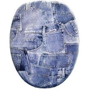 Sanitop-Wingenroth - 40432 7 - wc-bril -decor jeans II - toiletbril met houten kern en metalen scharnier