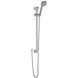 aquaSu® Doucheset Pitina | Douchekop: 5 straalsoorten, waterstop-knop & 10 cm spuitplaat | 150 cm metalen doucheslang | 70 cm douchestang | glijders | antikalk-noppen | lijmen of boren | 72303 9
