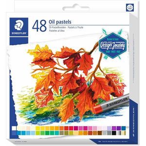 Staedtler Hoogwaardige oliepastels, diepe en waterbestendige kleuren, kartonnen etui met 48 verschillende kleuren, 2420 C48